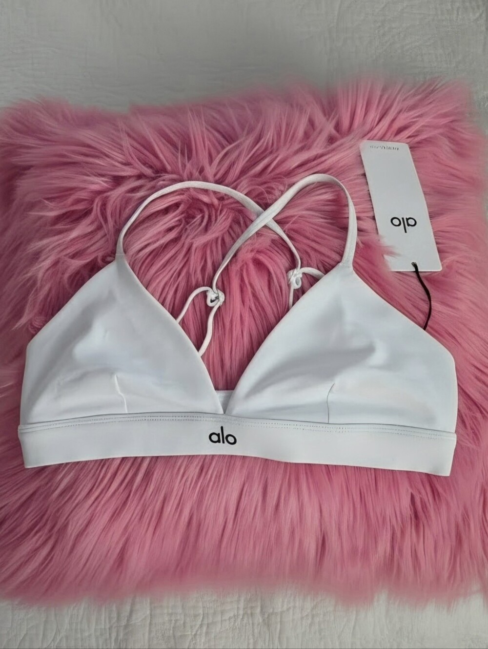 NWT. ALO Splendor Bra In White/Black - Picture 2 of 9